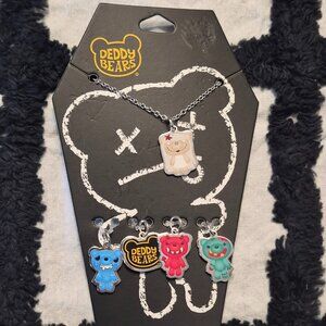 NEW Deddy Bears Silver Tone Necklace With 5 Charms